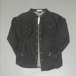 (NWT) Ettelo Black Denim Snap Shirt (Men XL)